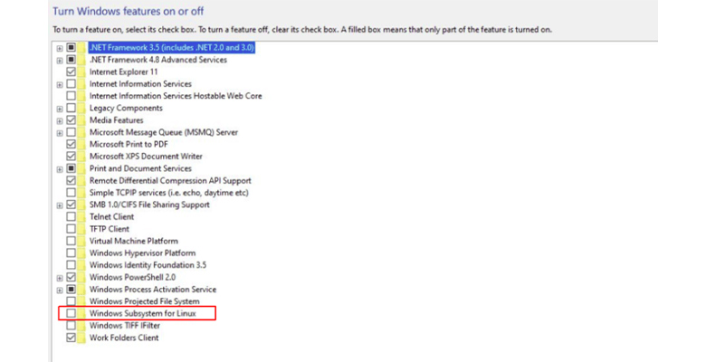 مرحله سوم فعال کردن زیرسیستم (Subsystem) ویندوز برای لینوکس