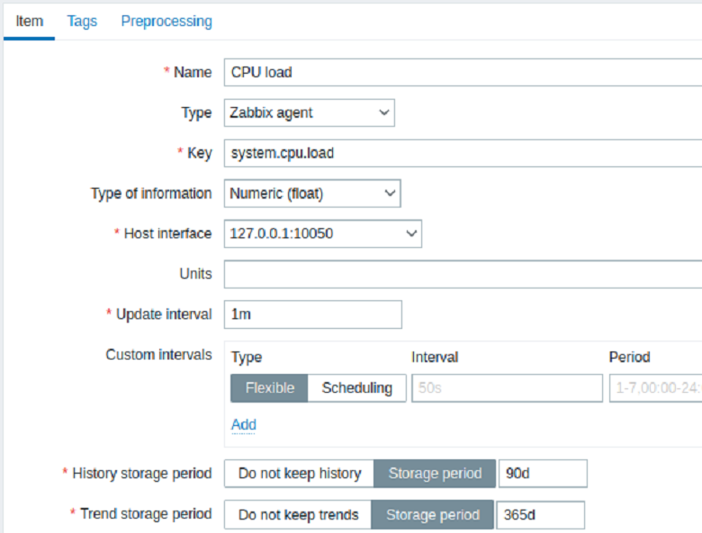 ایجاد Item جدید در فرایند نصب Zabbix