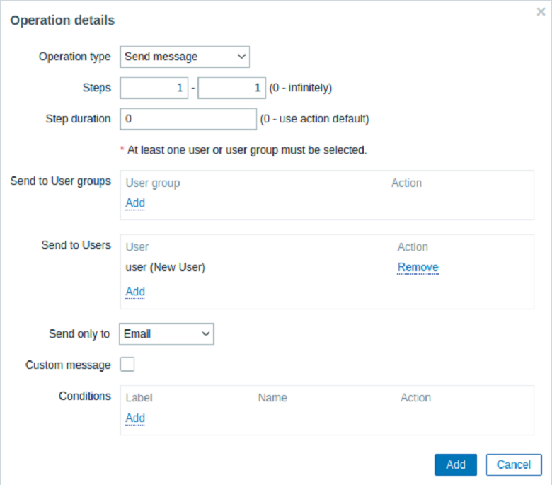 آموزش نصب zabbix - مرحله دوم ایجاد عملکرد (Action) جدید